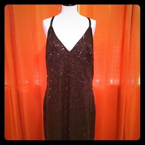 Black sequin cocktail evening dress